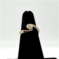 14k Yellow Gold Old European Diamond Bypass Engagement Ring Size 5.5